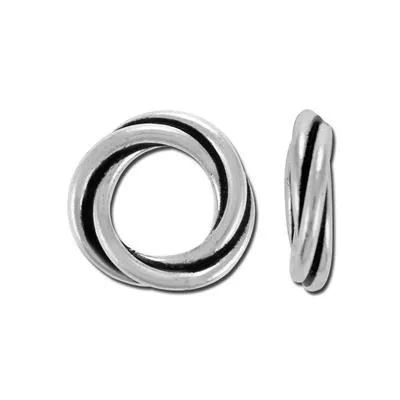 10.5mm Silver Plated Bali Style Twisted Rings (10 Pieces)