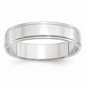 10k White Gold 5mm Flat with Step Edge Wedding Band Ring