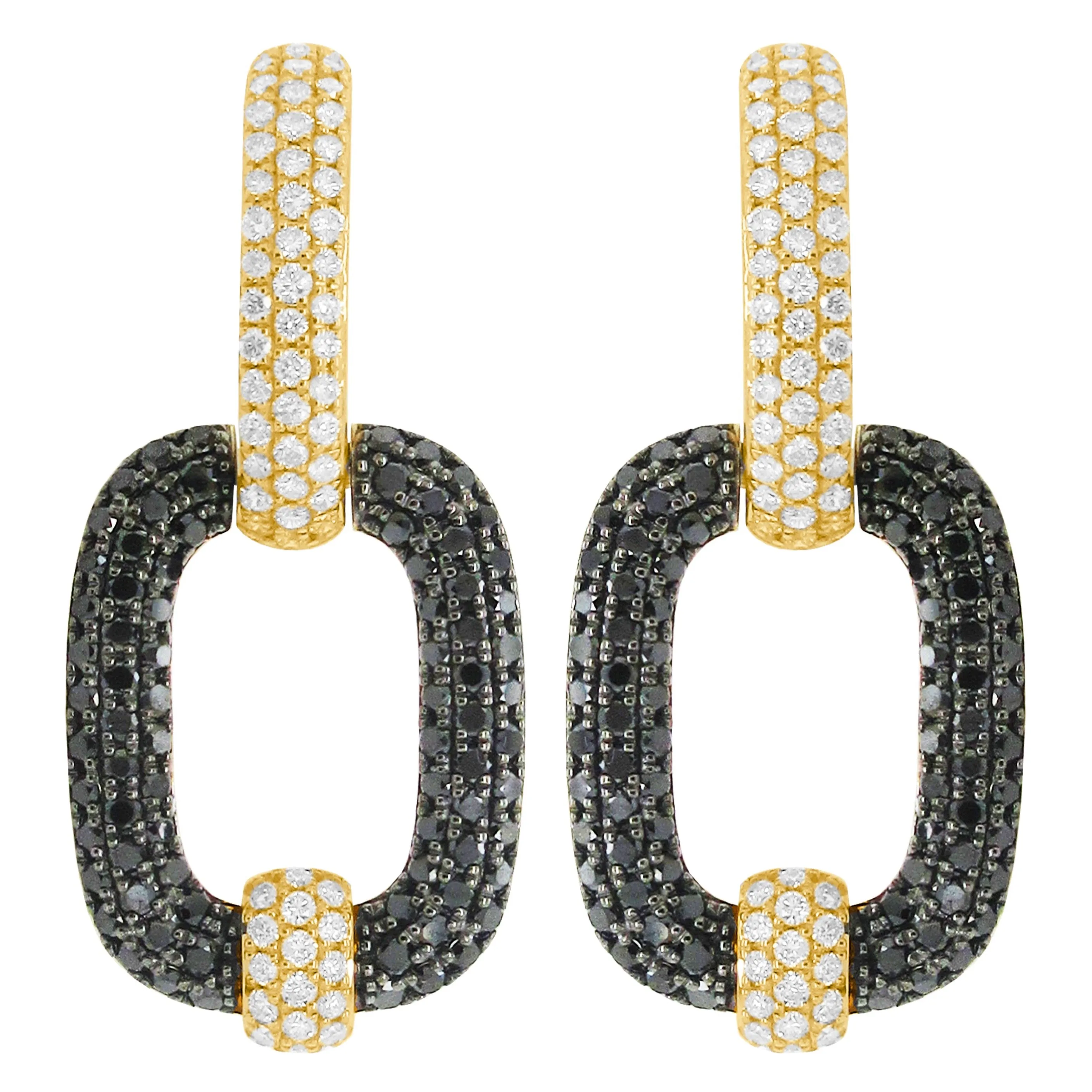 14K GOLD BLACK AND WHITE DIAMOND TIANA EARRINGS