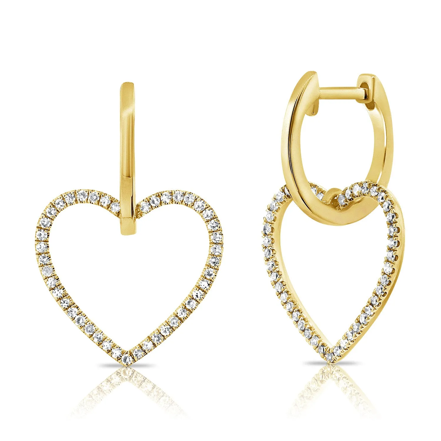 14K GOLD DIAMOND DEMI HANGING HEART HUGGIES