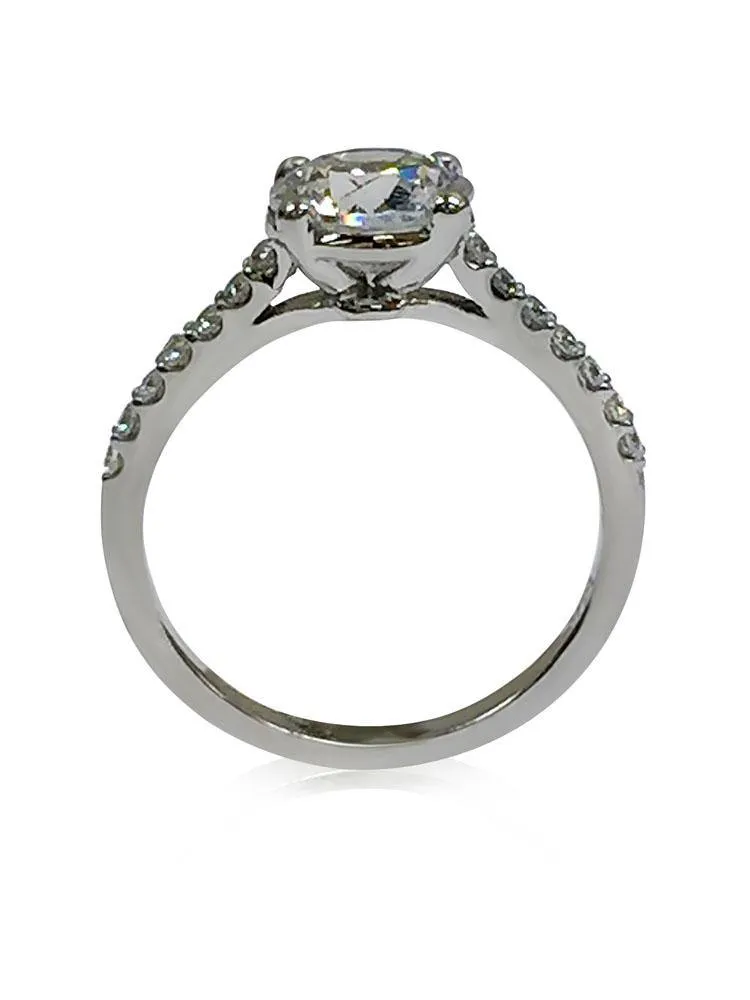 1.5 Carat Round CZ Basket style prongs Engagement Ring 14k White gold