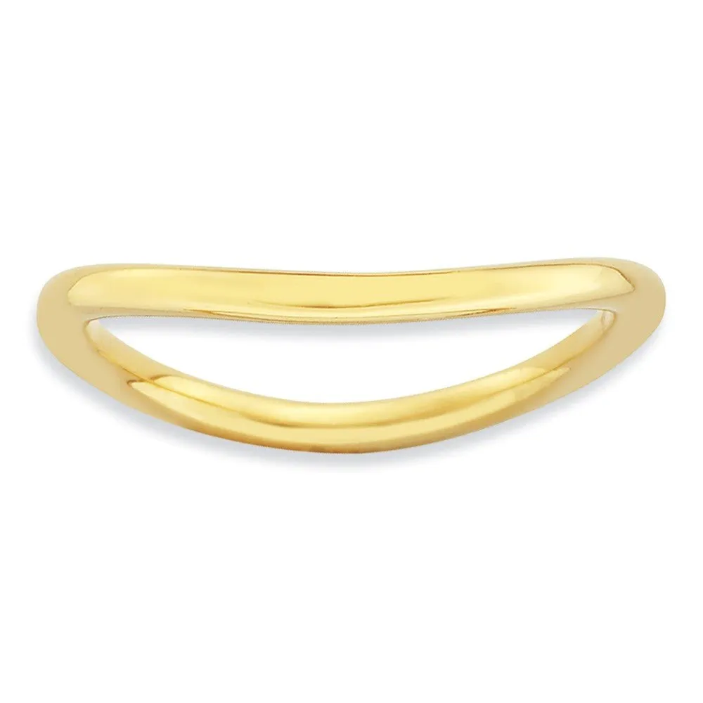 1.5mm Stackable 14K Yellow Gold Plated Silver Curved Smooth Band