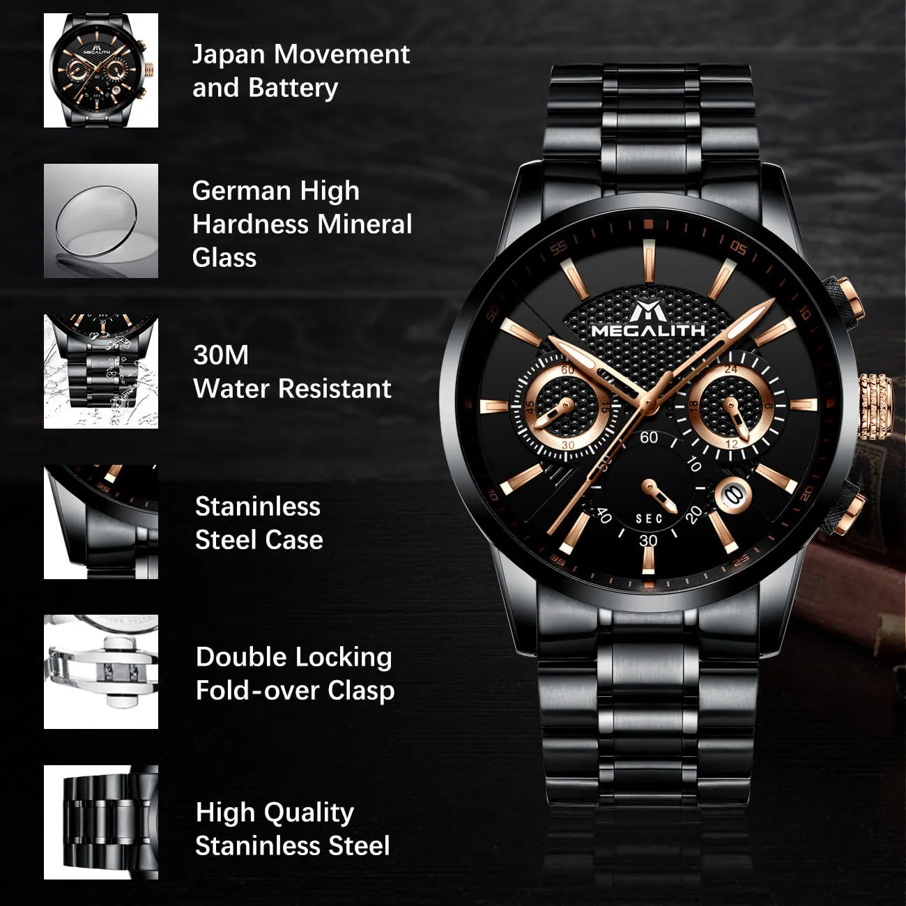 8007M | Quartz Men Watch | Stainless Steel Band