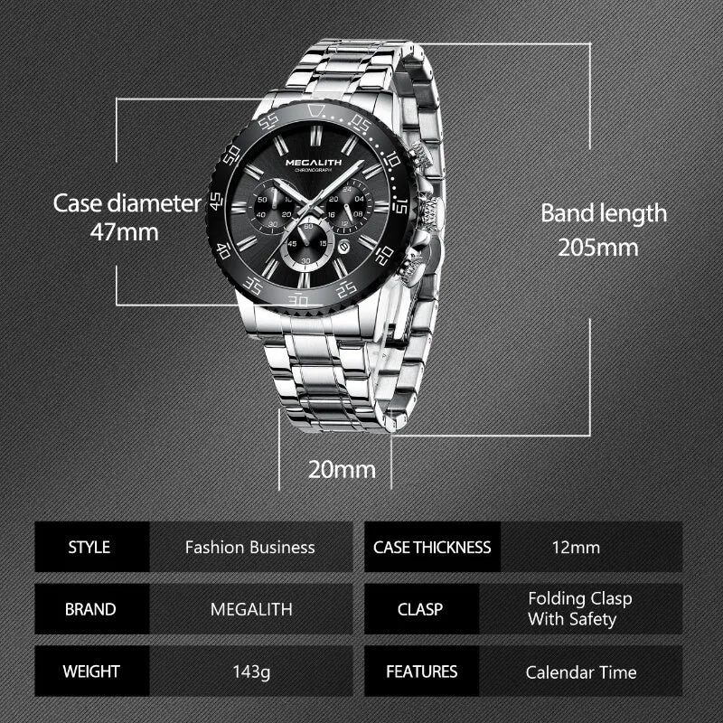 8227M | Quartz Men Watch | Stainless Steel Band