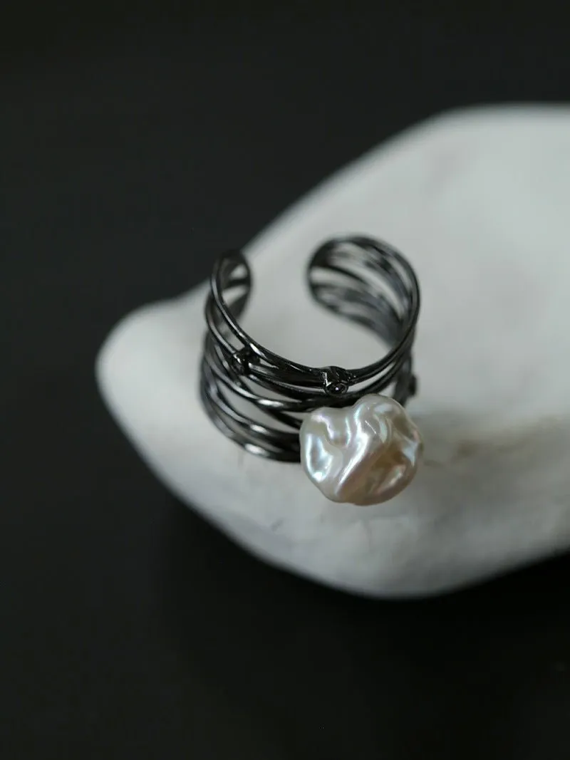 925 Silver Baroque Freshwater Pearl Multi-Layer Ring