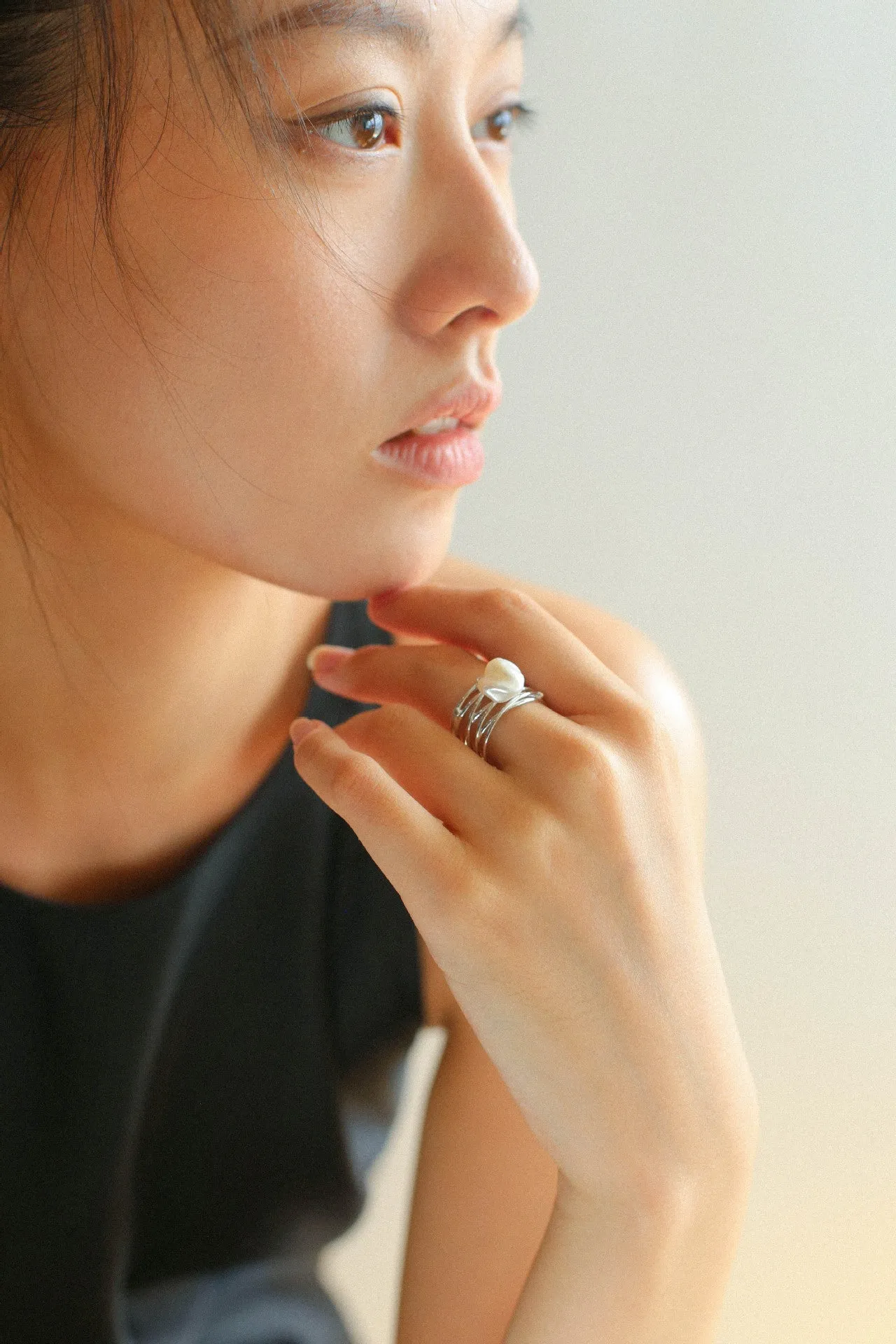 925 Silver Baroque Freshwater Pearl Multi-Layer Ring