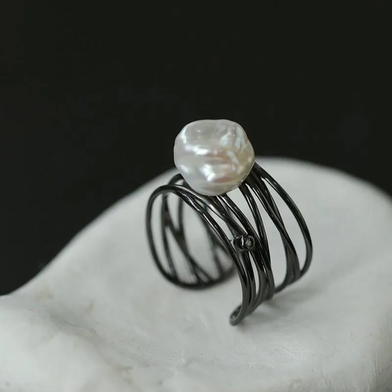 925 Silver Baroque Freshwater Pearl Multi-Layer Ring