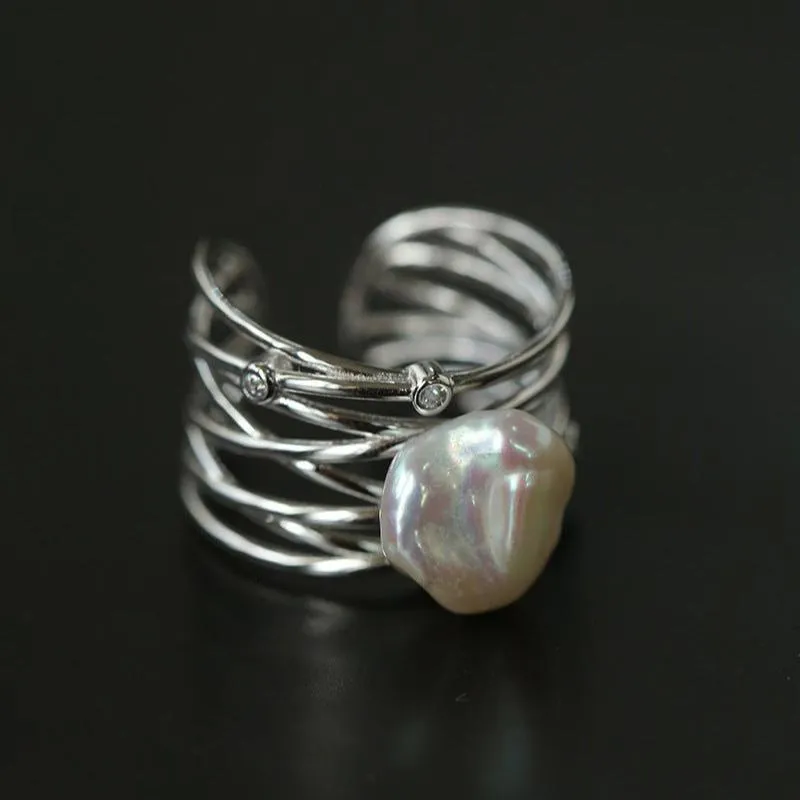 925 Silver Baroque Freshwater Pearl Multi-Layer Ring