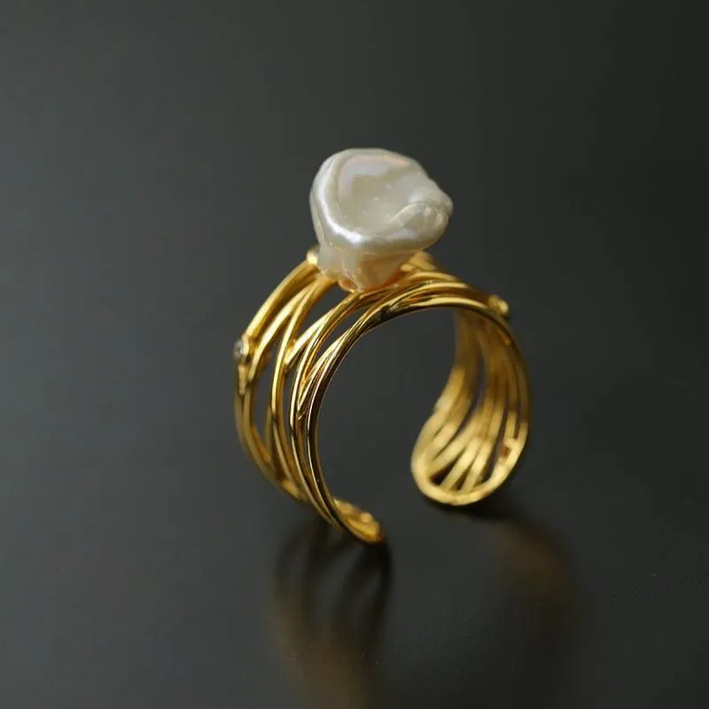 925 Silver Baroque Freshwater Pearl Multi-Layer Ring