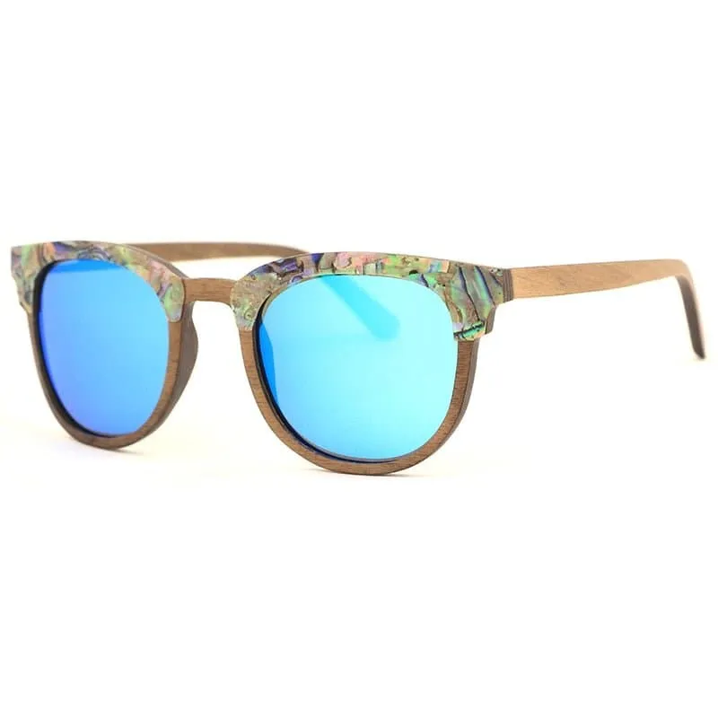 Abalone Seashell and Walnut Wood Polarized Sunglasses for Men and Women