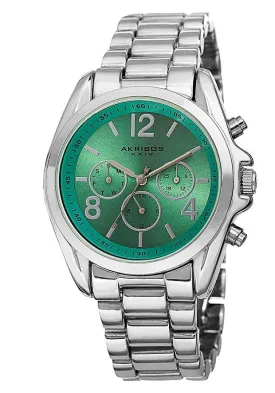 Akribos Xxiv Multi-Function Green Dial Ladies Watch AK760SSTQ