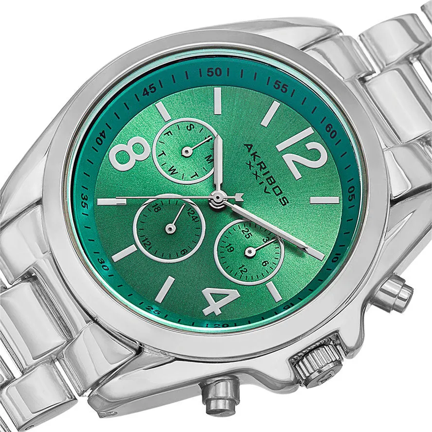 Akribos Xxiv Multi-Function Green Dial Ladies Watch AK760SSTQ