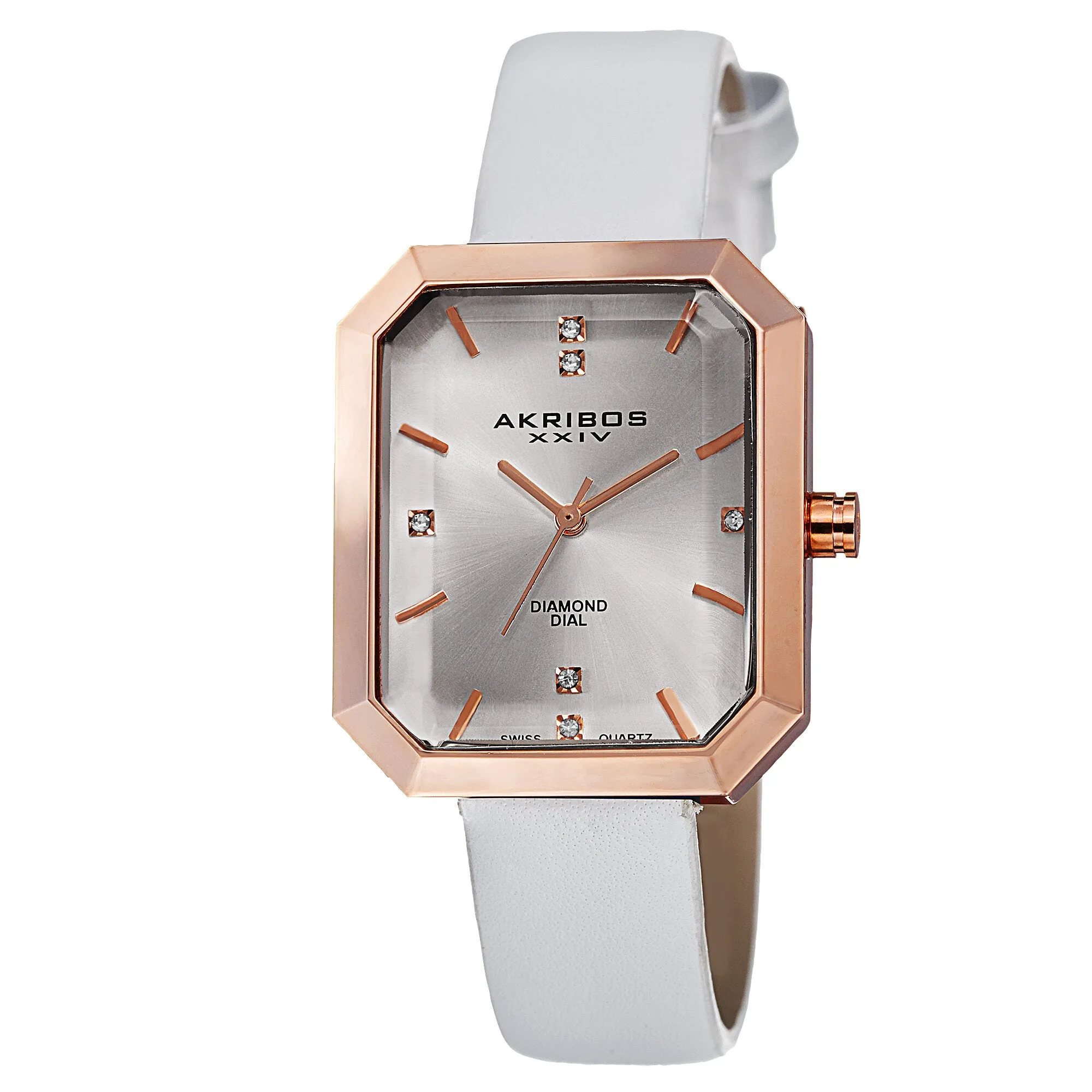 Akribos Xxiv Silver Dial Rose Gold-tone Alloy Ladies Watch AK749WTR