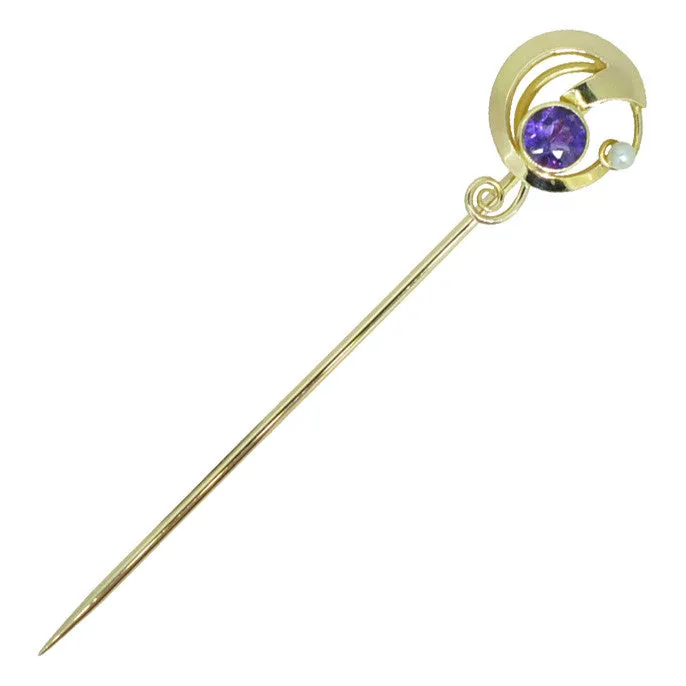 Amethyst & Pearl Stick Pin