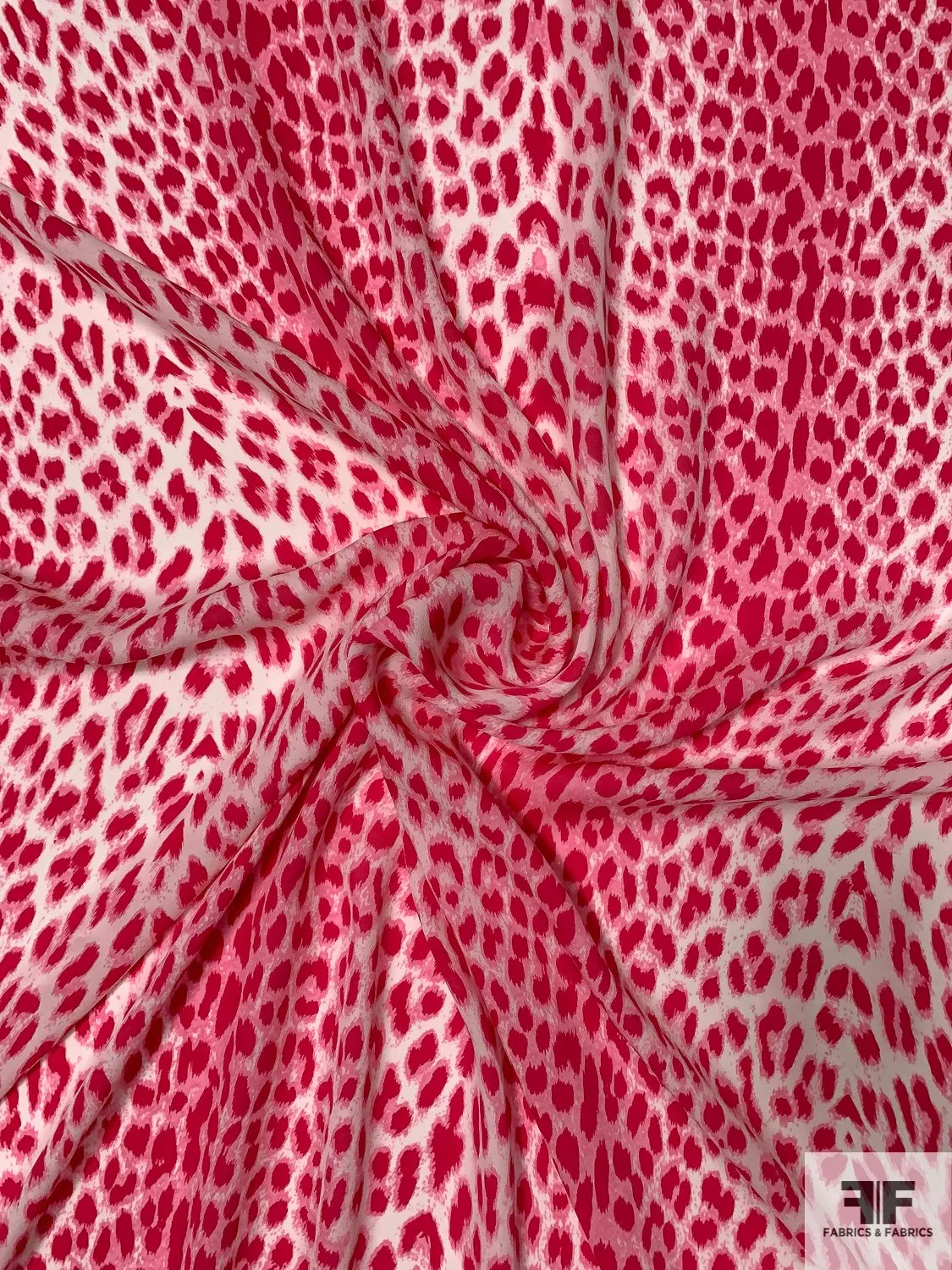 Animal Pattern Printed Silk Georgette - Magenta / Pink / White