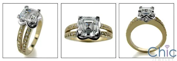 Anniversary 2 Ct Asscher Two tone Cubic Zirconia Cz Ring