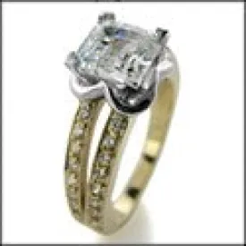 Anniversary 2 Ct Asscher Two tone Cubic Zirconia Cz Ring