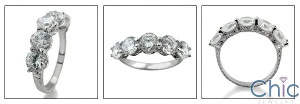 Anniversary 3.75 TCW Round 5 Stone Cubic Zirconia Cz Ring