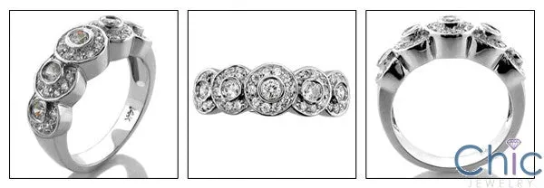 Anniversary Bezeled Round 5 stone Cubic Zirconia Cz Ring