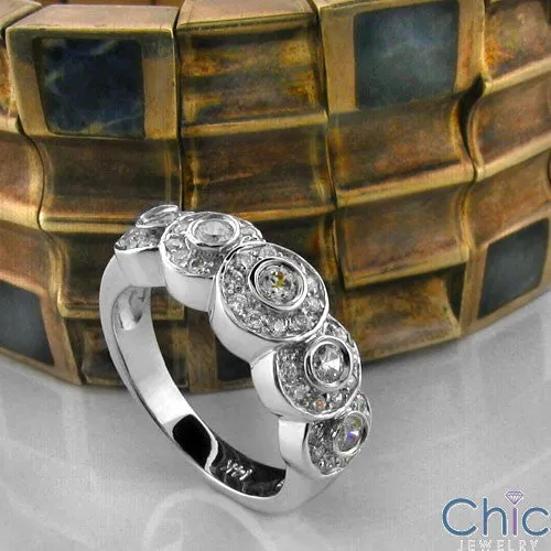 Anniversary Bezeled Round 5 stone Cubic Zirconia Cz Ring