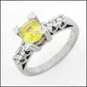 Anniversary Canary Asscher 4 Prong Cubic Zirconia Cz Ring