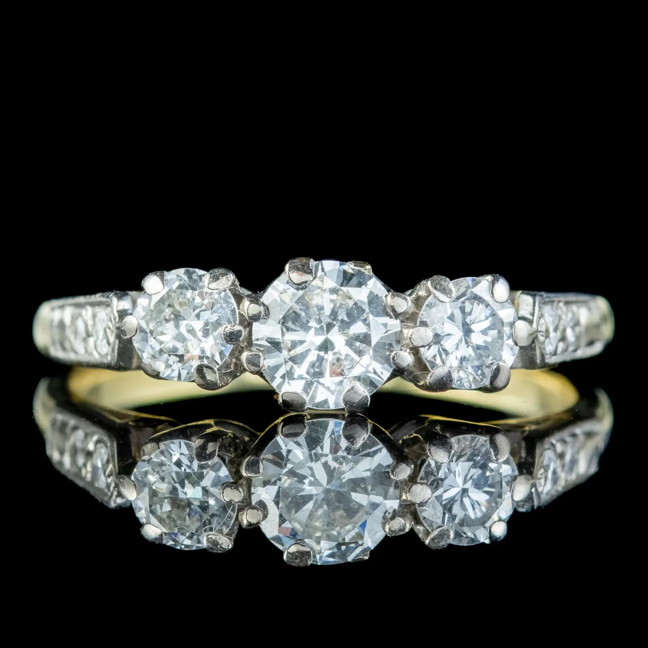 Antique Edwardian Diamond Trilogy Ring 1.1ct Total