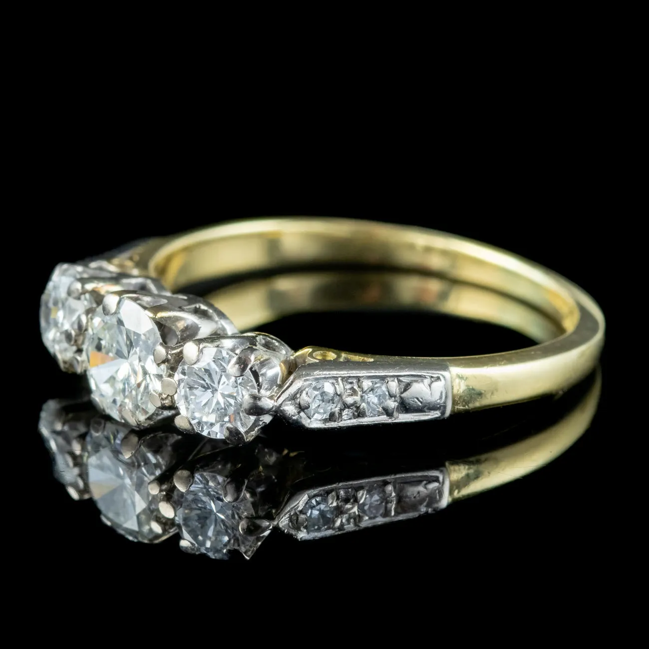 Antique Edwardian Diamond Trilogy Ring 1.1ct Total