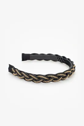 Antler Braided Chain Headband Black