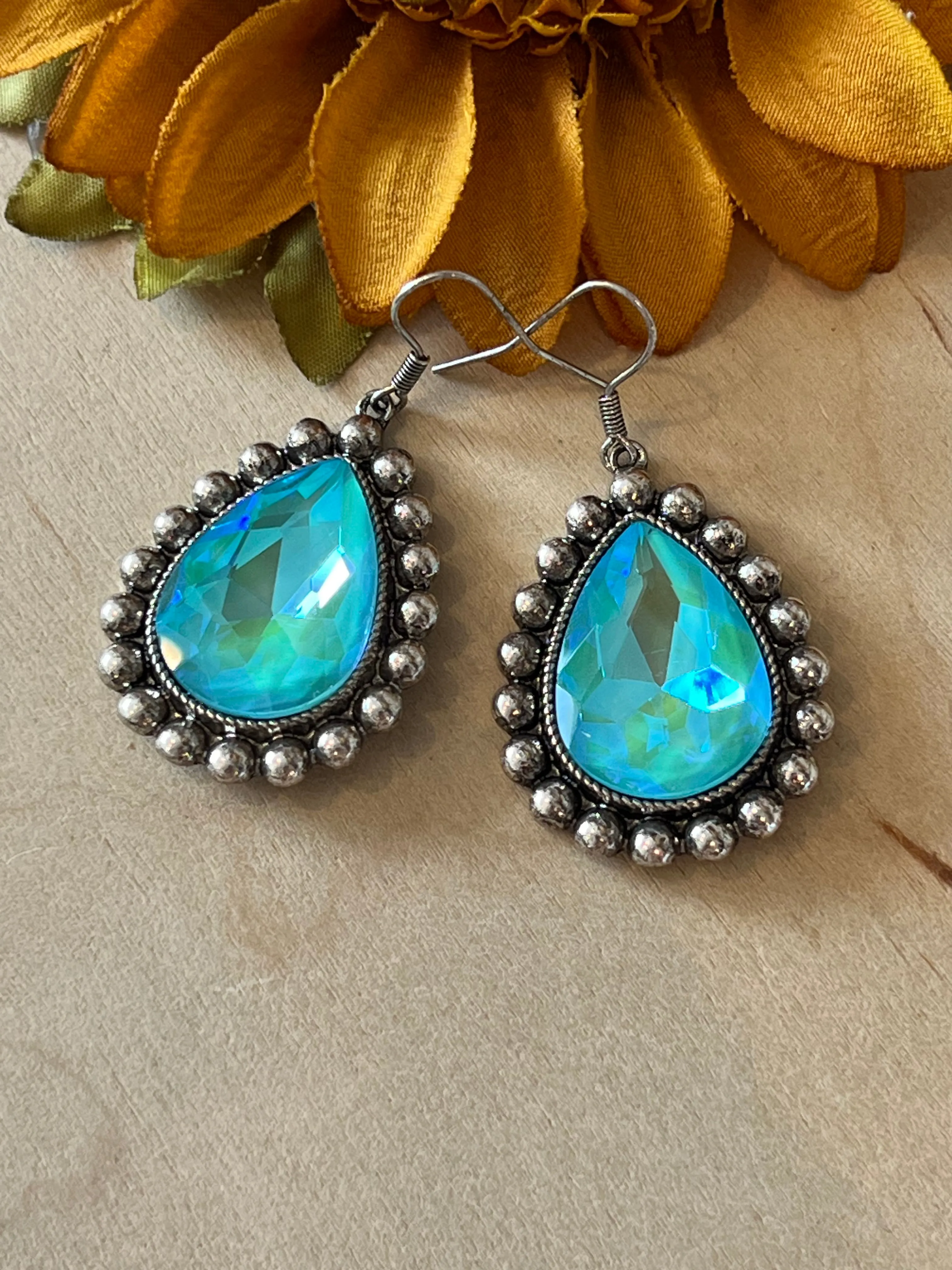 Aqua Sparkle Dangle Earrings