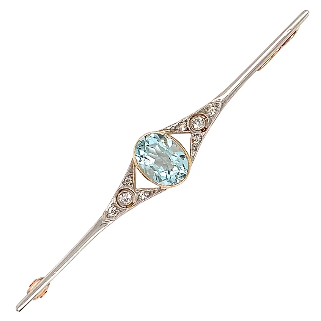 Aquamarine & Diamond Stock Pin