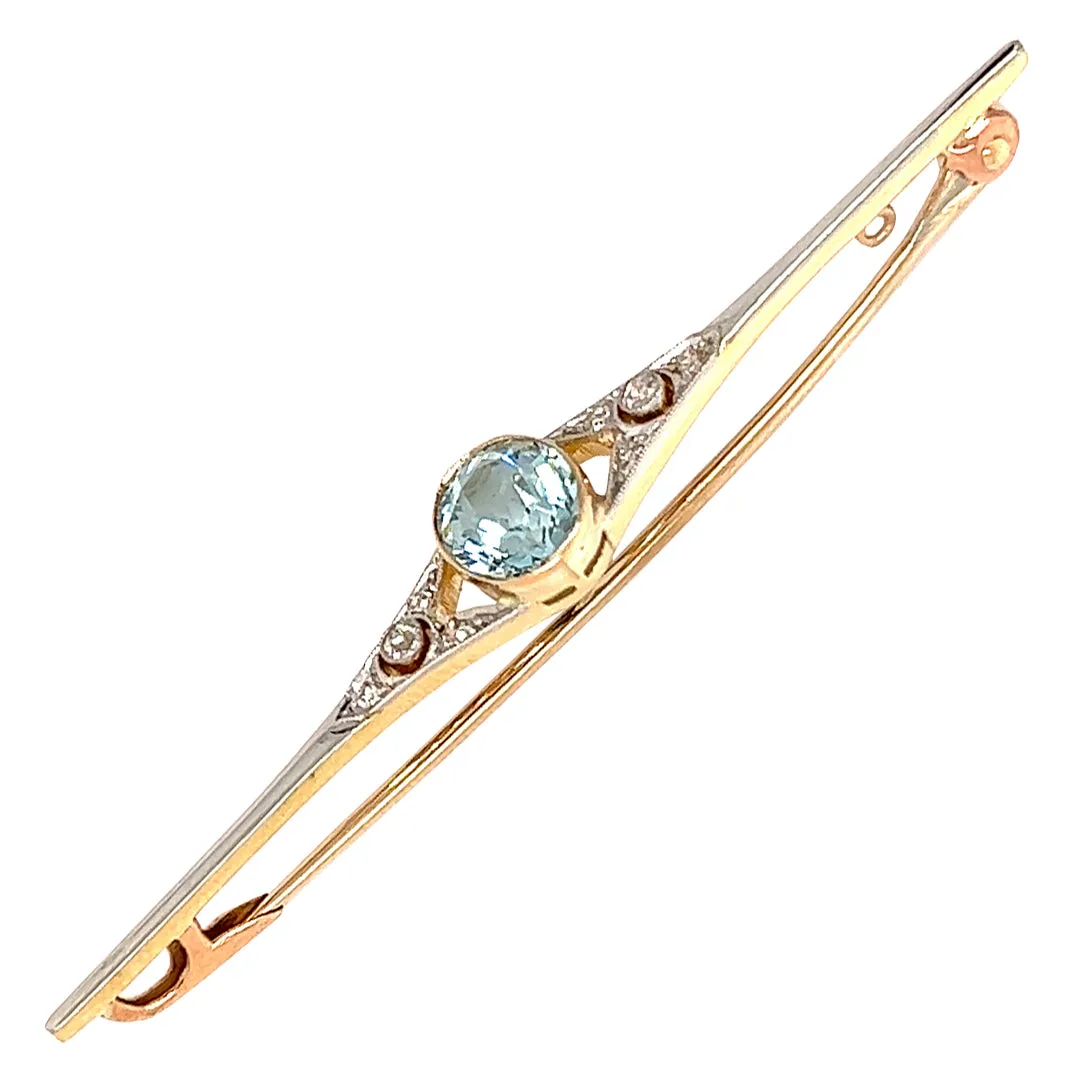 Aquamarine & Diamond Stock Pin