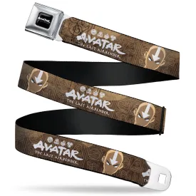 Avatar the Last Airbender Aang Face Close-Up Full Color Seatbelt Belt - AVATAR THE LAST AIRBENDER Aang Face Close-Up and Title Logo Tans/White Webbing