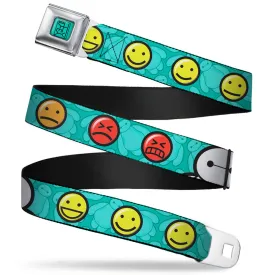 BAYMAX Hanko Full Color Turquoise Black Seatbelt Belt - Baymax/Mood Expressions/Baymax Scattered Turquoise Webbing