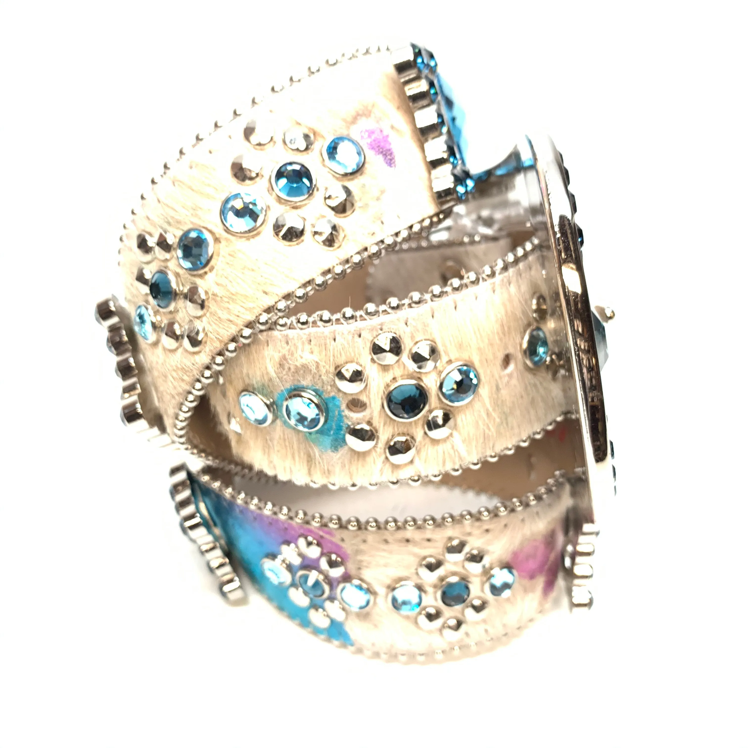 b.b. Simon Cream Big Block Pony Crystal Belt