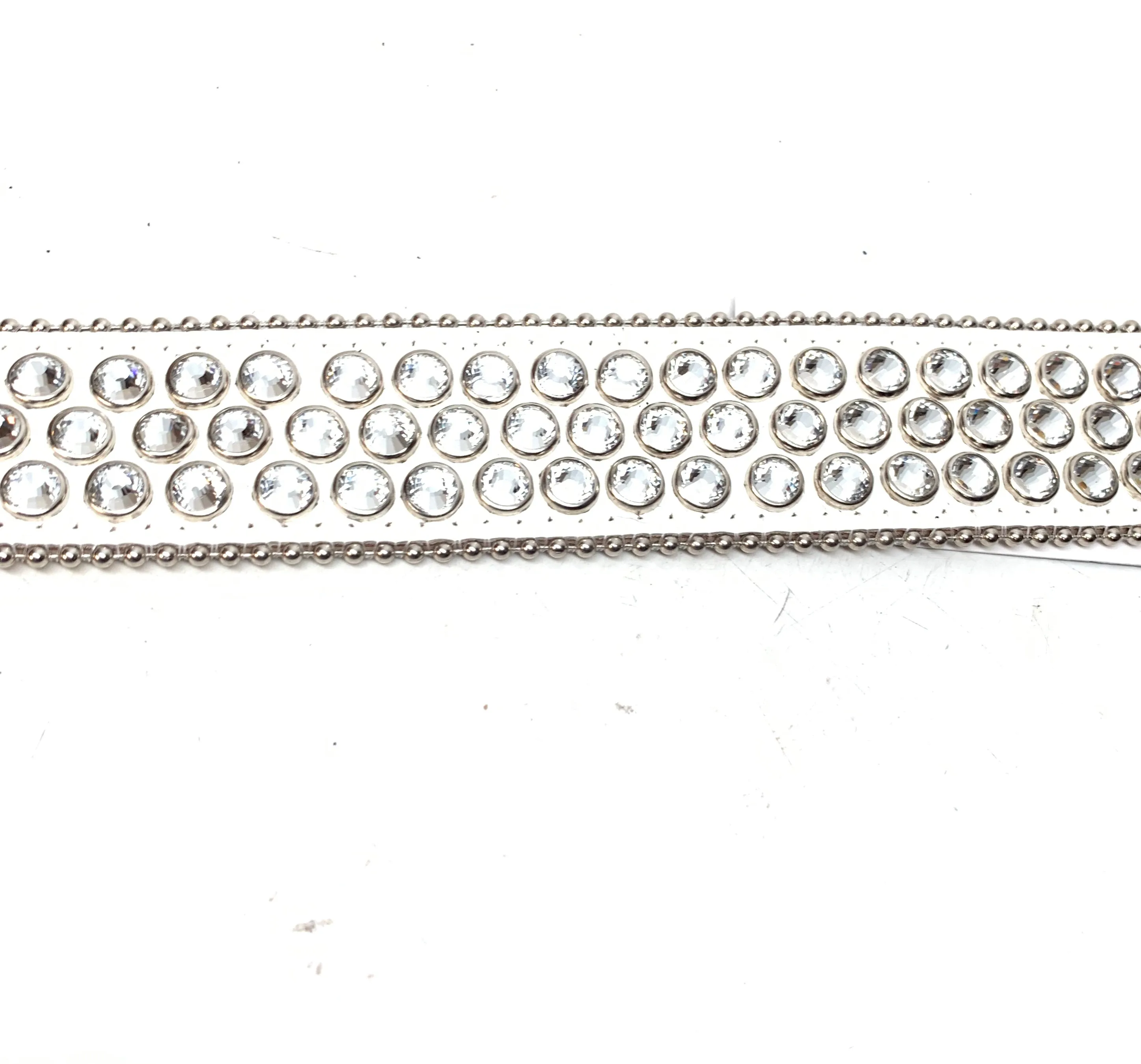 White Silver Crystal Belt with 3 Rows of Sparkling Crystals by B.B. Simon