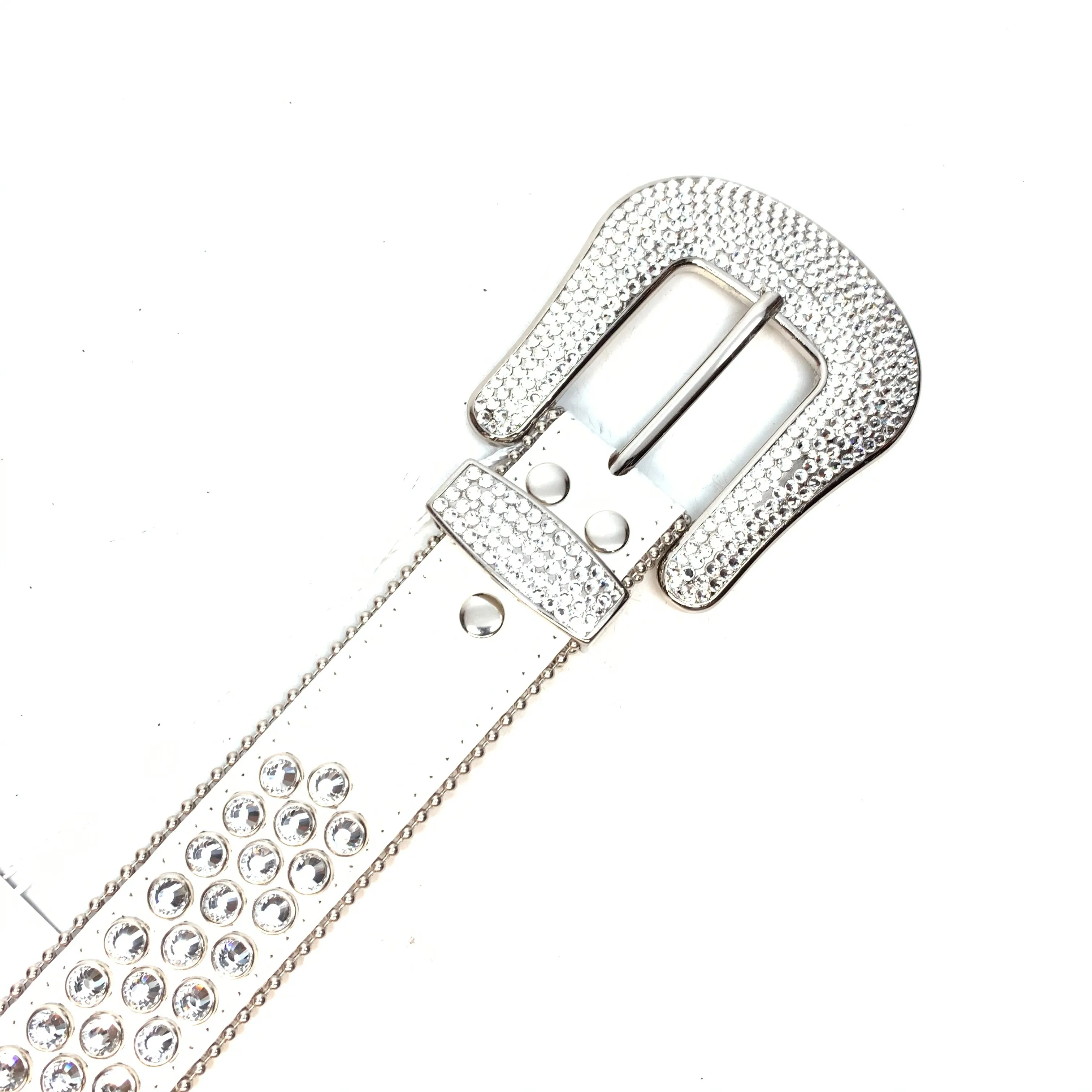 White Silver Crystal Belt with 3 Rows of Sparkling Crystals by B.B. Simon