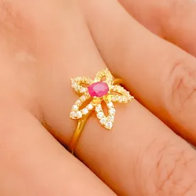 Beautiful Open Flower CZ Ring