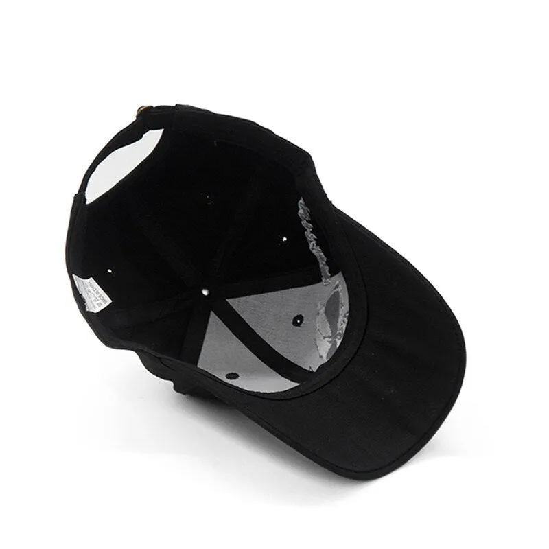 Black Embroidered Skull Cap