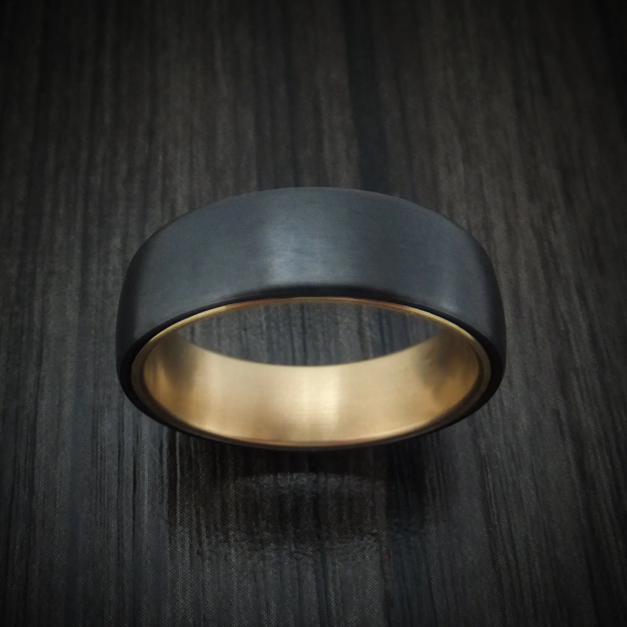 Black Titanium and 14K Yellow Gold Men's Ring