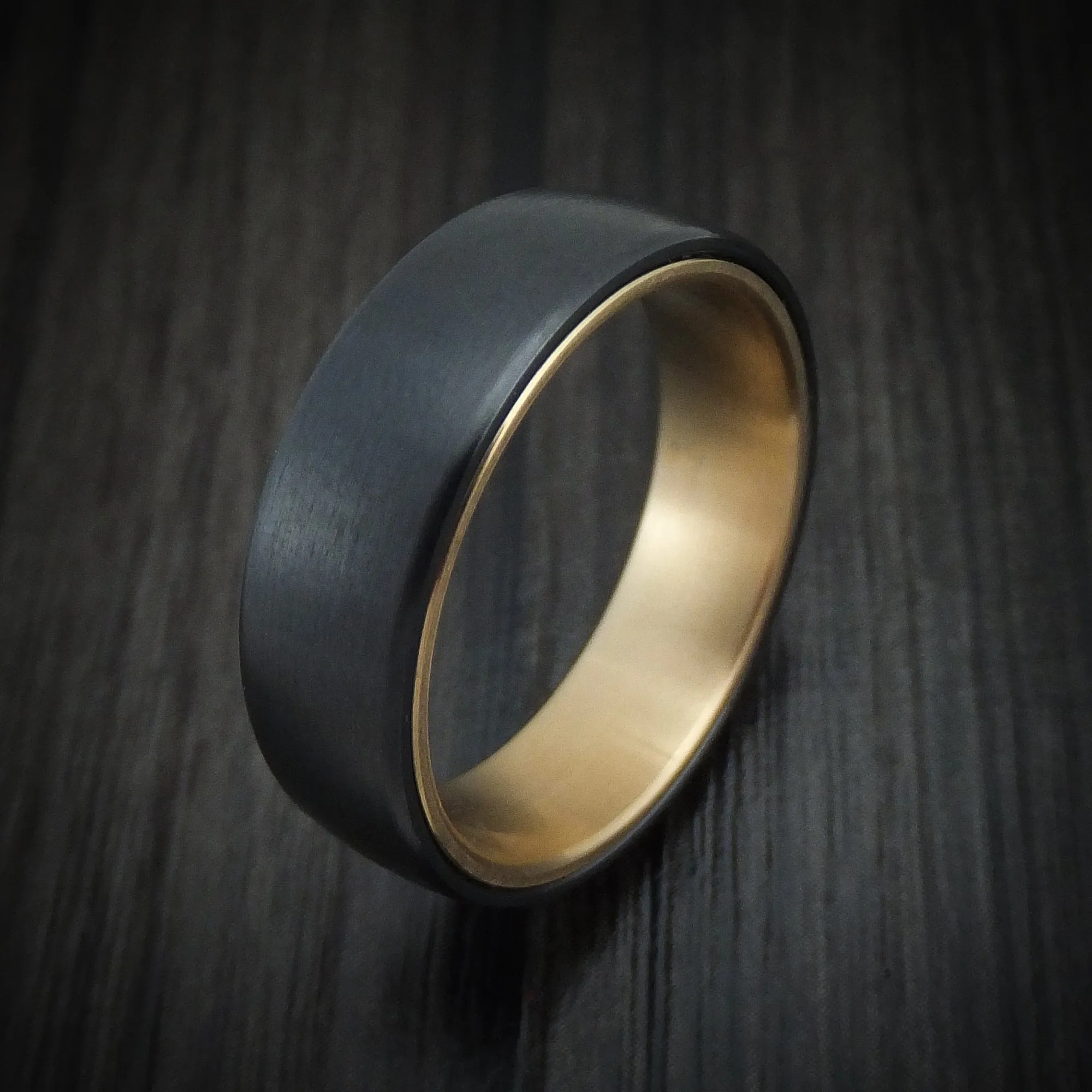 Black Titanium and 14K Yellow Gold Men's Ring