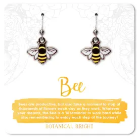 Botanical Bright Dangle Earrings - Bees Silver