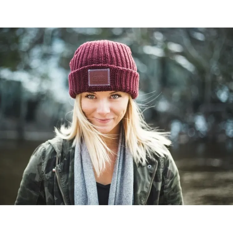 Burgundy Cuffed Beanie