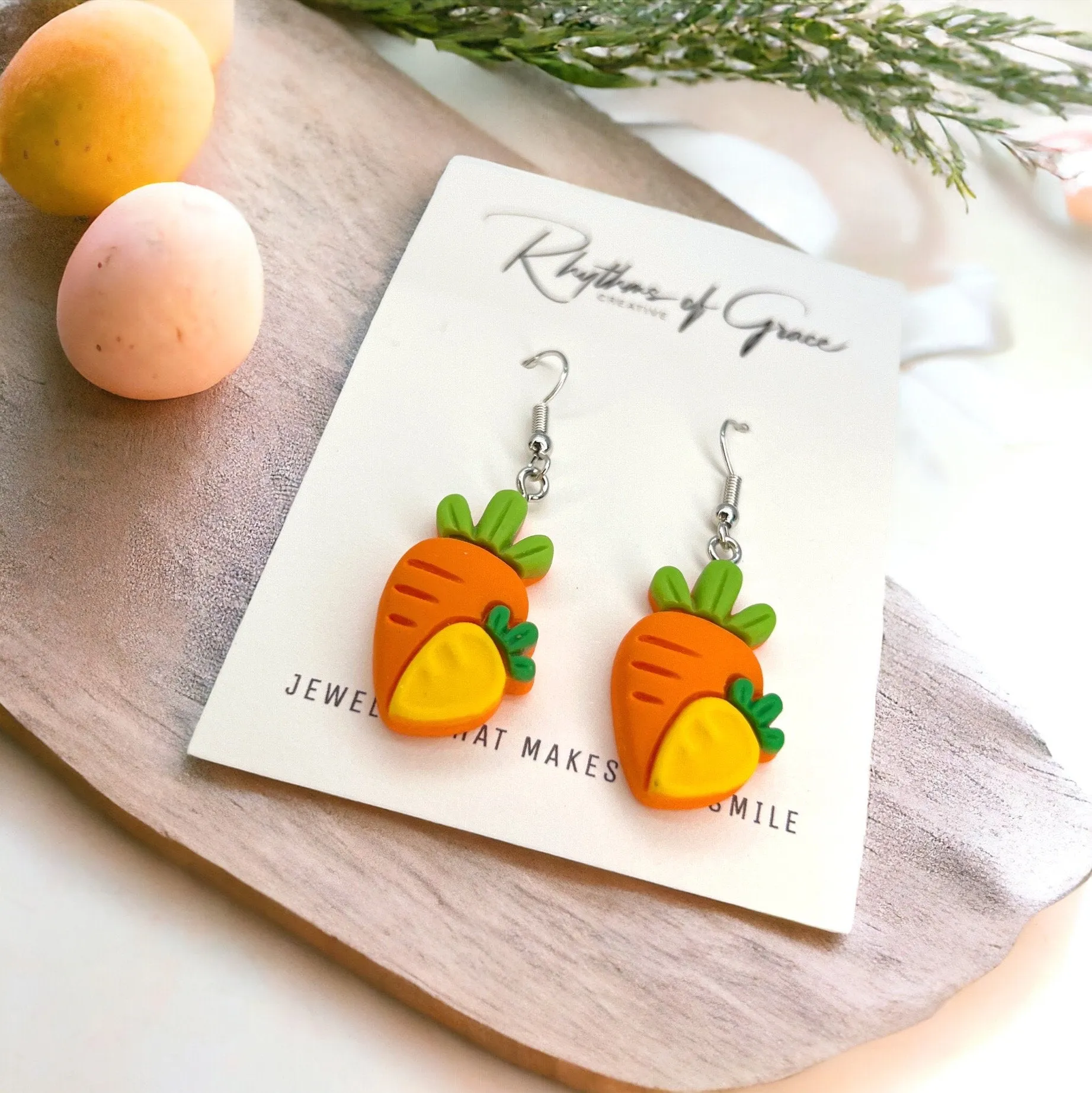 Carrot Earrings - Bunny Earrings, Happy Easter, Easter Bunny, Easter Earrings, Easter Egg, Easter Accessories, Easter Basket, Food Earrings