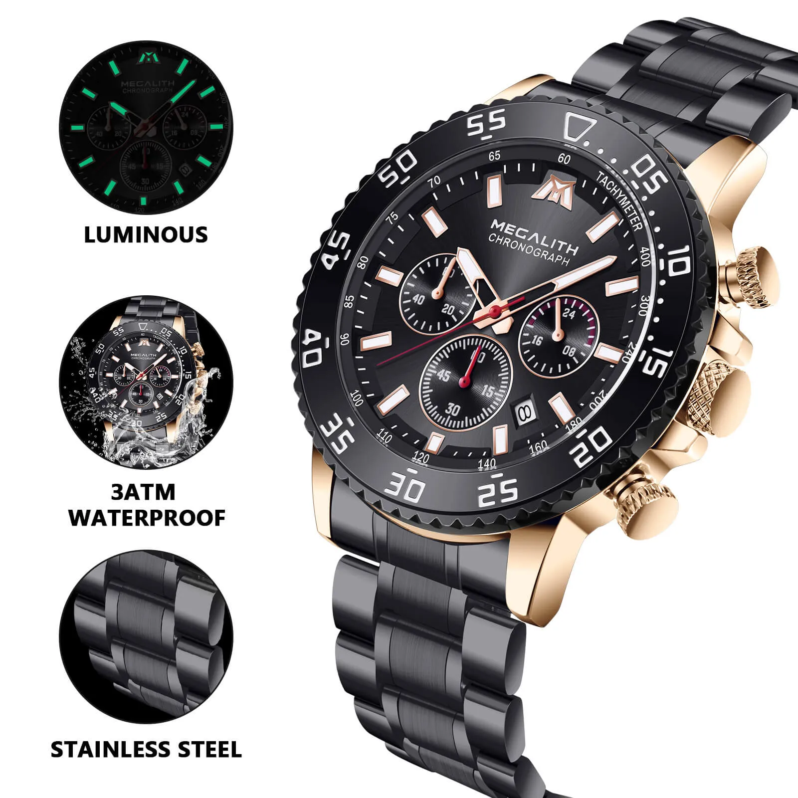 Chronograph Watch | Stainless Steel Band | 8258M