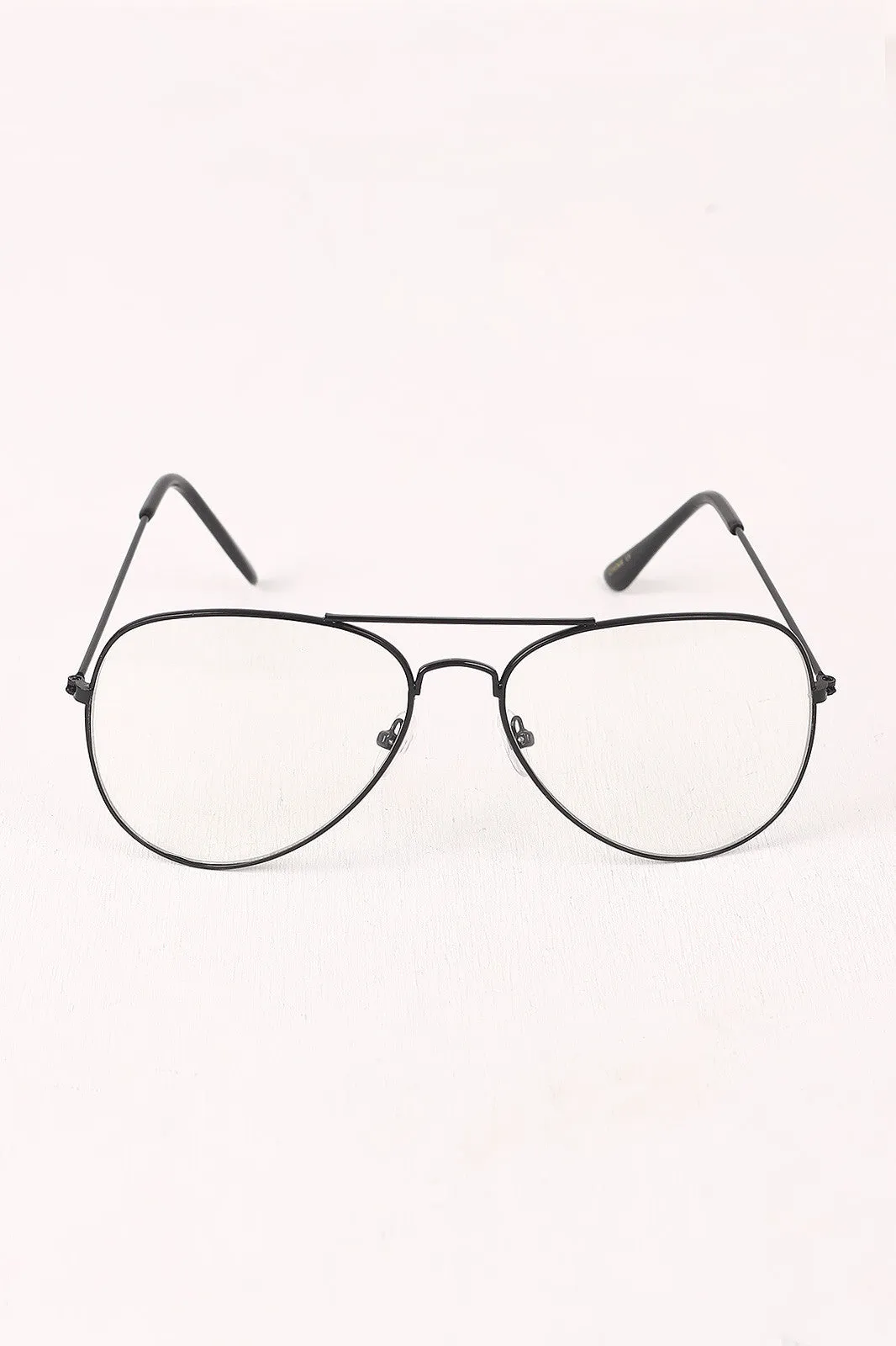 Clear Lens Wire Frame Aviator Glasses