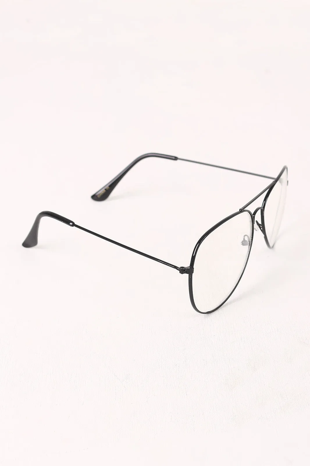 Clear Lens Wire Frame Aviator Glasses