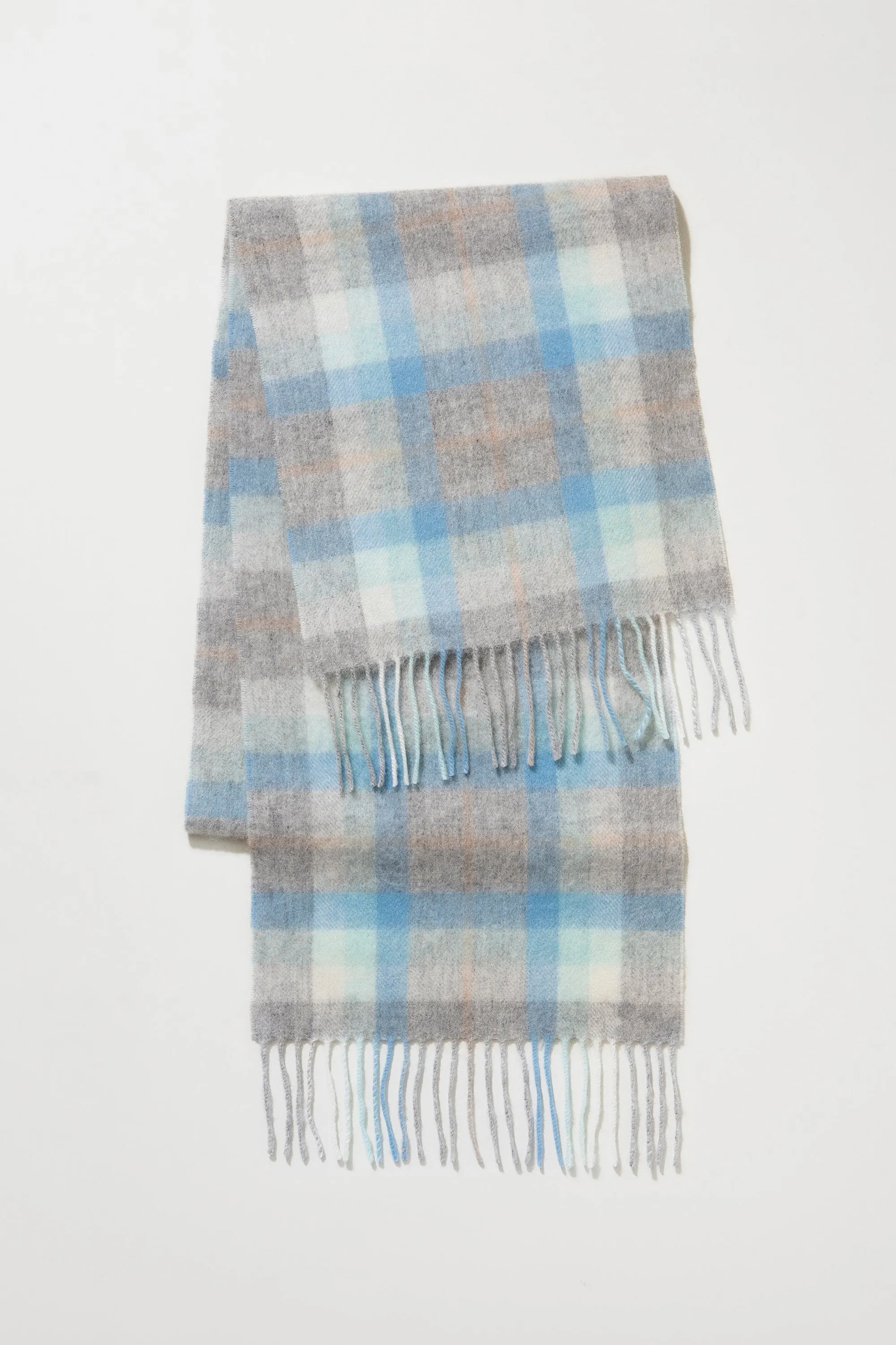 Contemporary Check Lambswool Scarf - Aqua