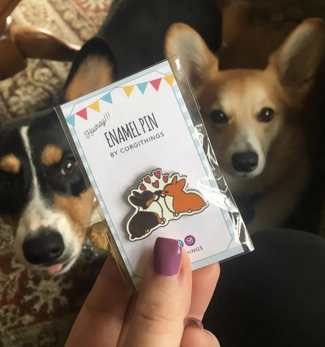 Corgi Kisses Enamel Pin | Corgimoji Collectible Series