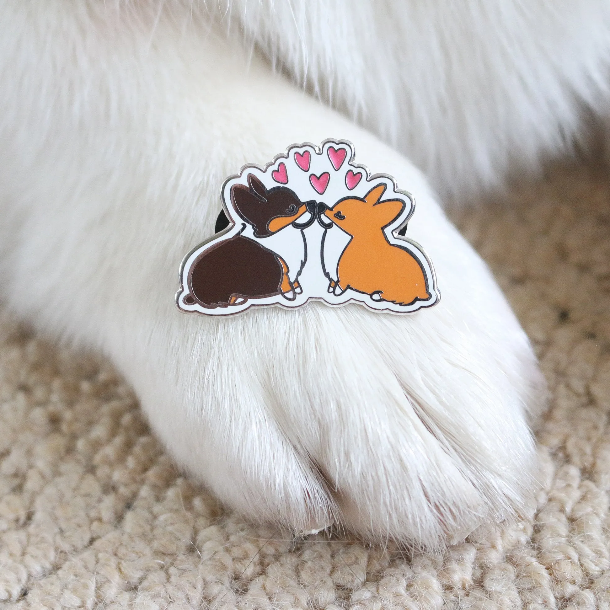 Corgi Kisses Enamel Pin | Corgimoji Collectible Series