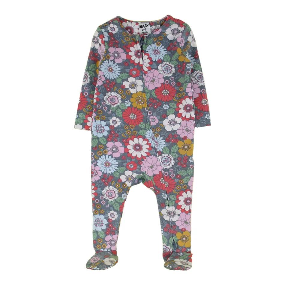 Cotton Floral Zip up Footed Sleeper